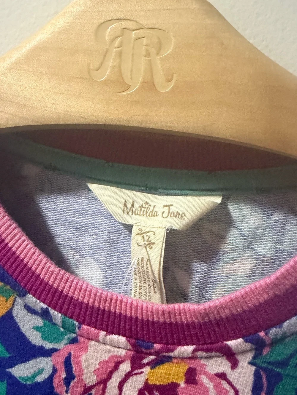 Matilda Jane Blue Floral Ruffle Sweatshirt with Pink Trim